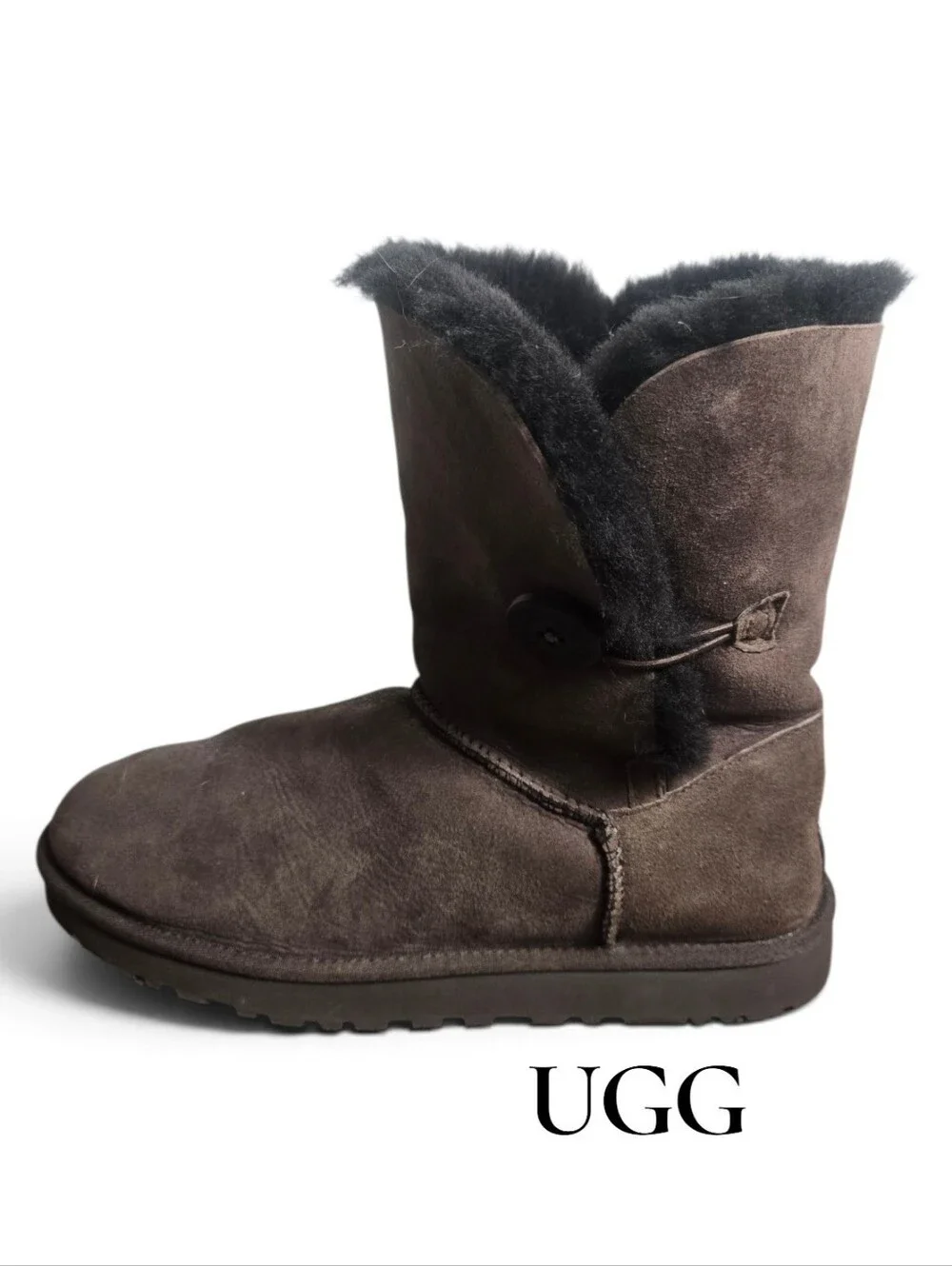 UGG Brown Bailey Button Shearling-Lined Women's Suede Boot